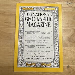 Vintage National Geographic May 1956 Glacier Camargue Sherwood Garden Sarawak